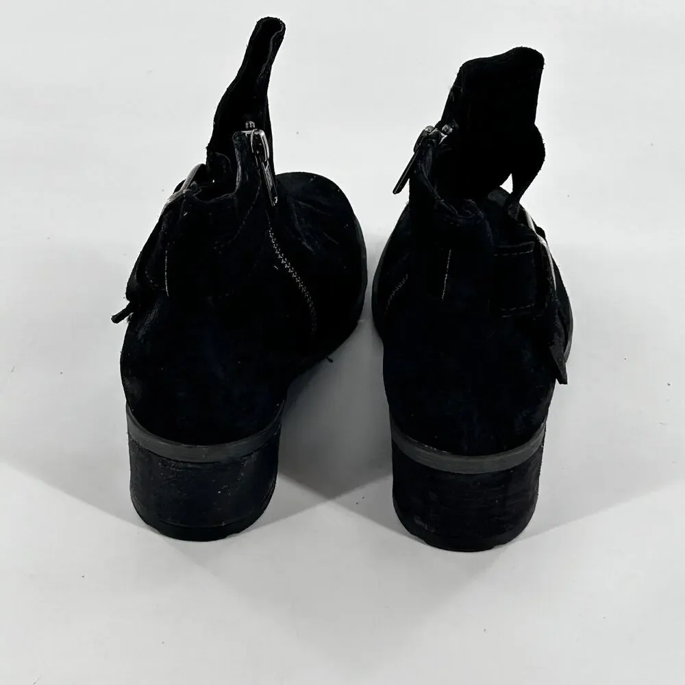 Born Morocco Ankle Booties 6.5 Black Suede NWOT Boots Buckle Western Comfort